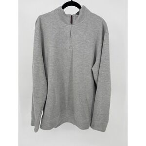 Lands End Mens Gray Quarter Zip Pullover Sweatshirt XL 46-48